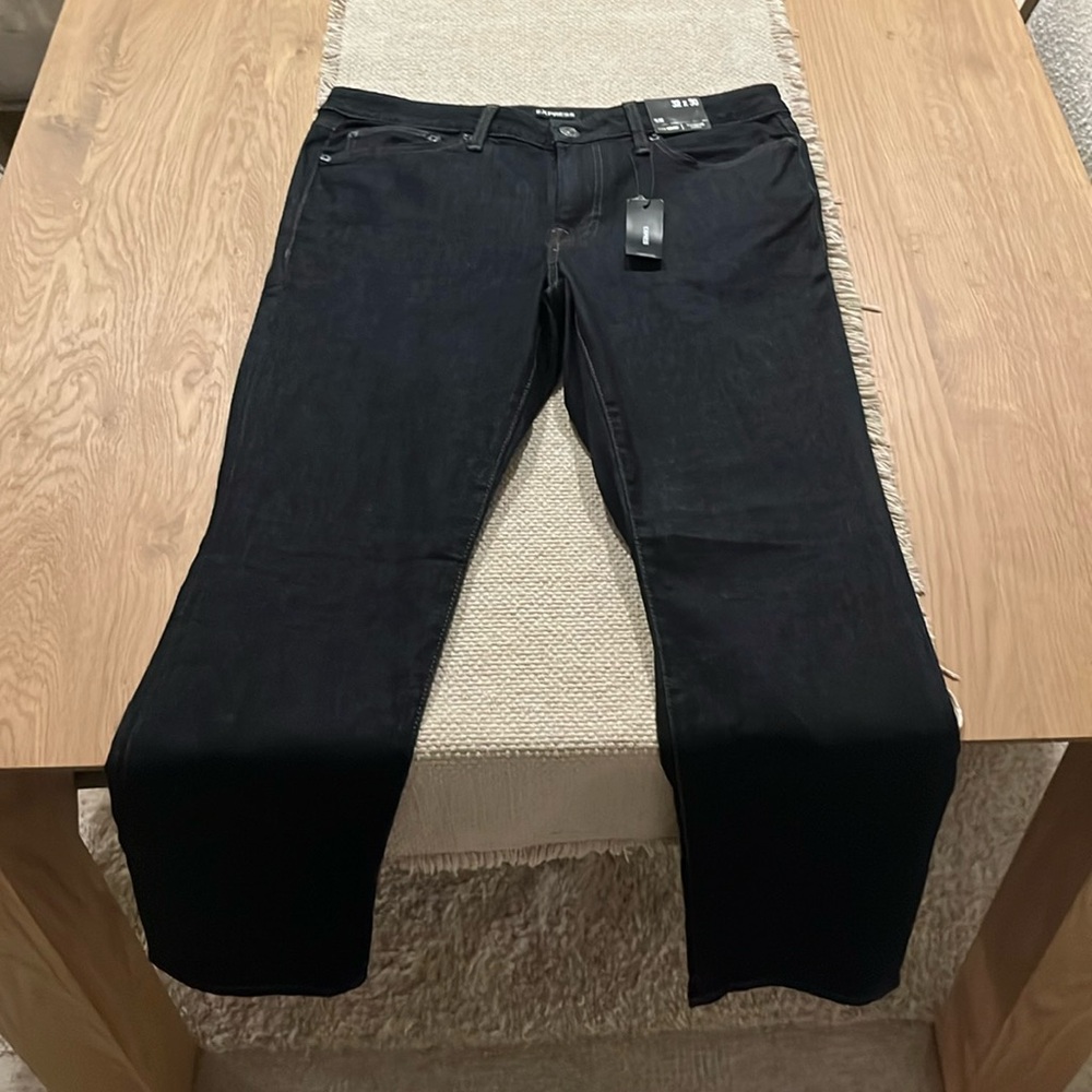 Express men’s size 32 x 30 slim fit chino's indigo denim jeans new with tags